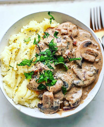 Champignons Stroganoff et Purée de Pommes de Terre